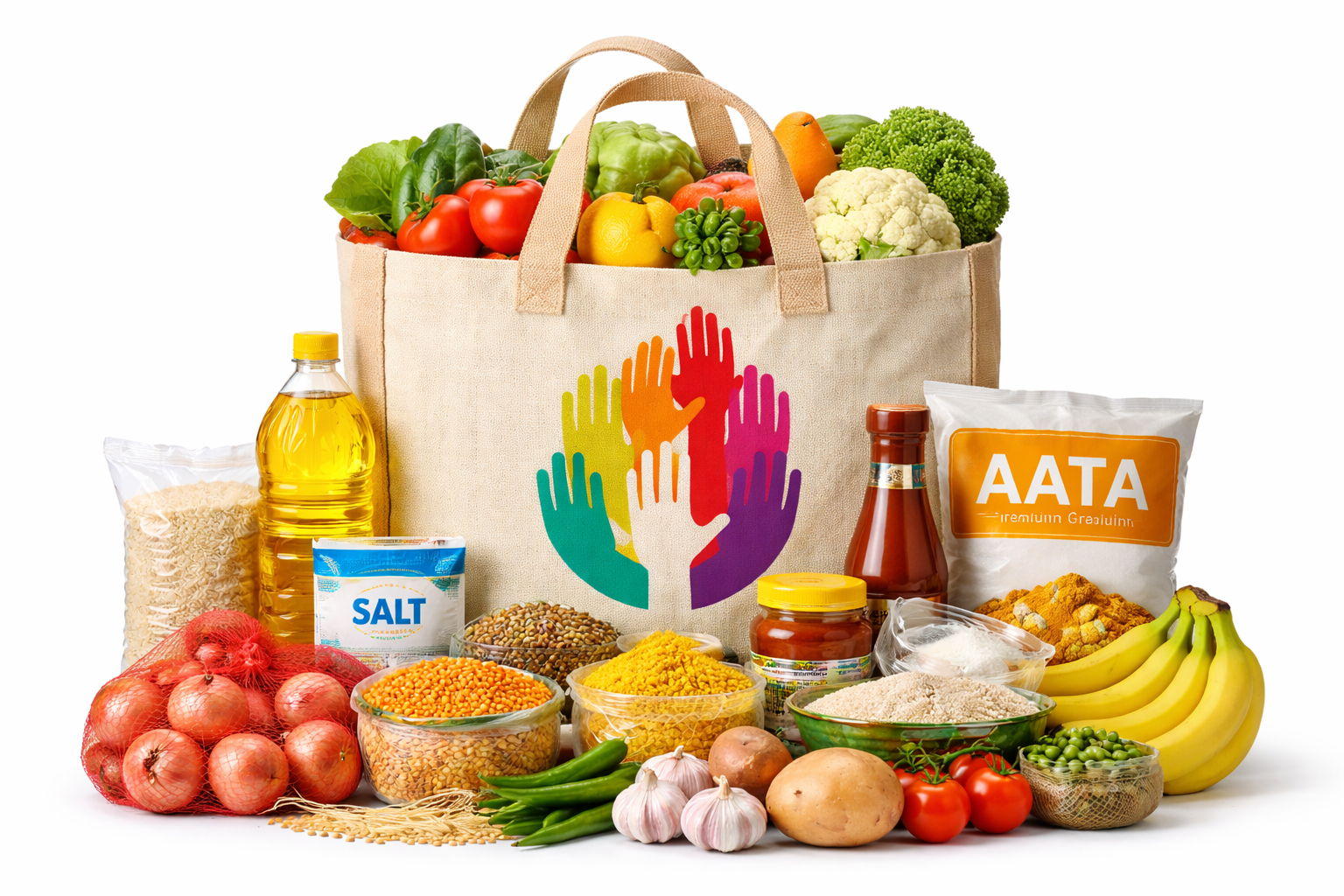 Monthly family grocery ration kit essentials